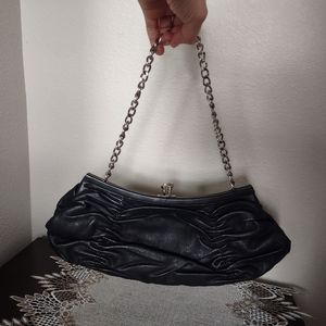 BCBG Maxazria Black Leather Evening Clutch